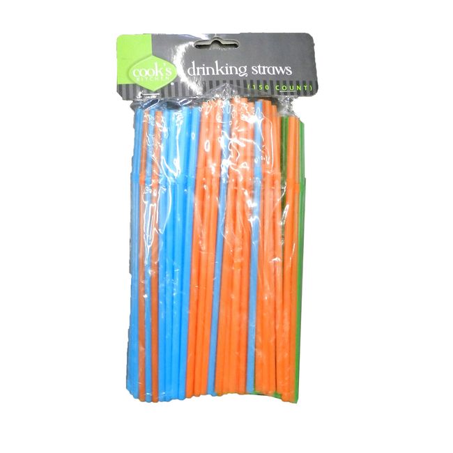 Cook's Kitchen Plastic Drinking Straws 150 Count (Pack of 4)