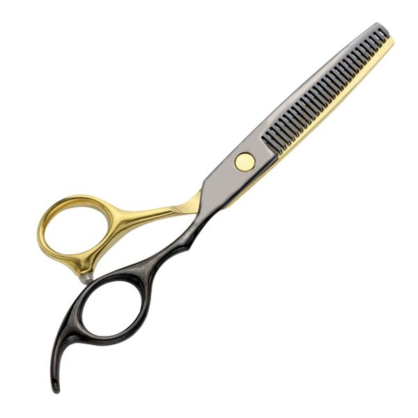 WHYCNJL 1 Stück Effilierschere Friseurschere Professionelle Friseurschere Mit Mikrozacken Für Einen Präzisen Schnitt Für Männer Und Frauen Rostfrei 6 Zoll Schwarz Gold