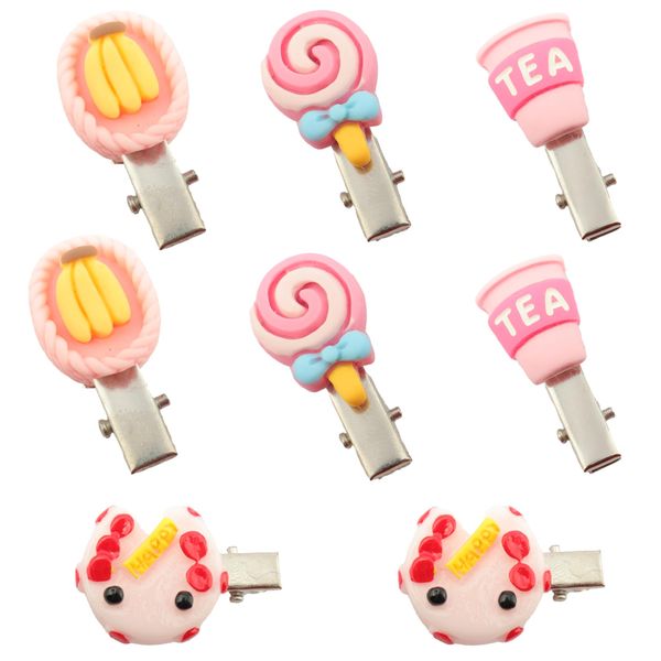 Hair Clips for Styling Salon Simulation Pattern Fun tea water cookie lollipop Banana fruit cake food Hair Barrettes Cartoon Hair Accessories