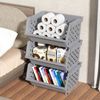 Kekow 4-Pack Stackable Storage Bins for Pantry Plastic Organizing Basket Gray