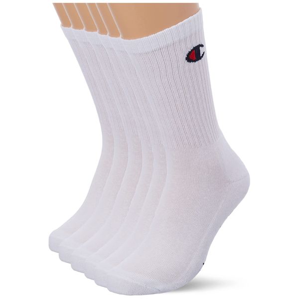 Champion Unisex Core 6pp Crew Ankle Socks, White, 9 11 UK