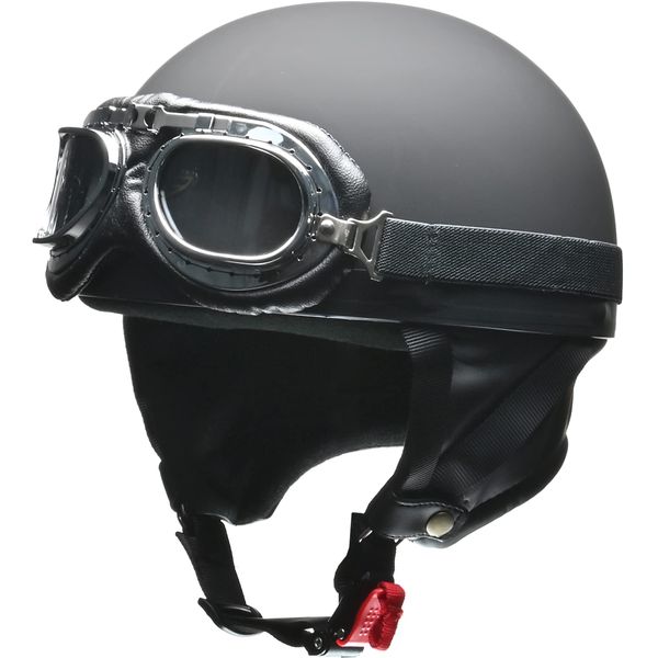 Lead Industrial CR-750 Motorcycle Helmet Half Vintage Matte Black Free Less Than 22.4 - 23.6 inches (57 - 60 cm)