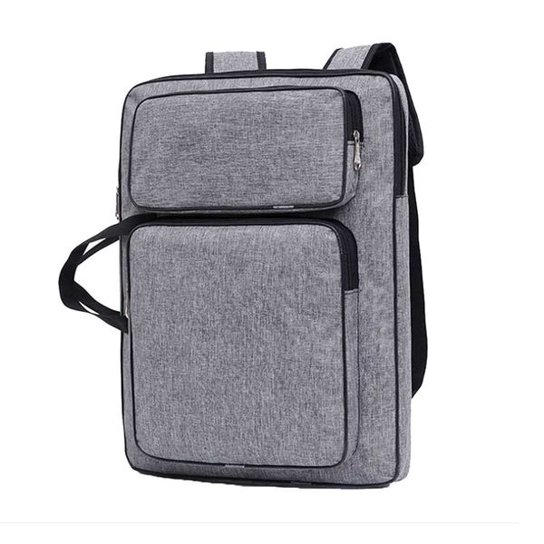 A3 Art Portfolio Case Portable Drawing Board Bag Waterproof Artwork Portfolio Carry Case Art Artist Folder Case Student Portfolio Drawing Painting Sketch Bag for Palette Paints Brushes Pencils (Grey)