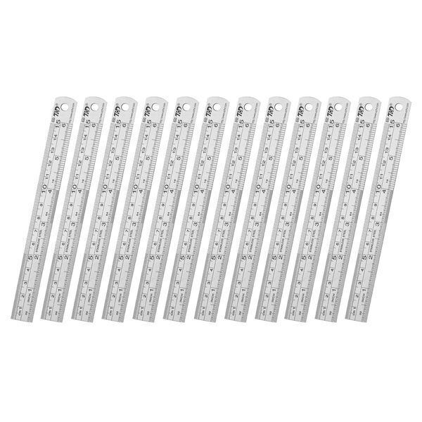 Ruler Metal Straight Edge Ruler Stainless Steel Ruler 6 Inch Ruler Set Rulers Bulk 12 Pack