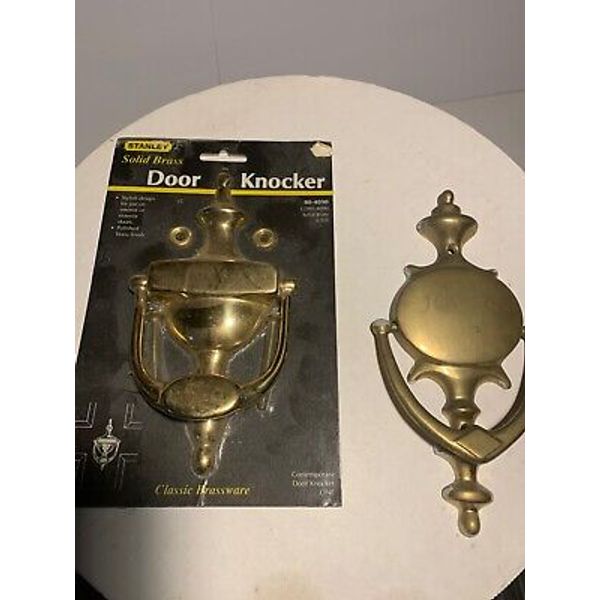 2 vintage Door Knocker Brass knockers, unopened Stanley, 1 embossed “jones”