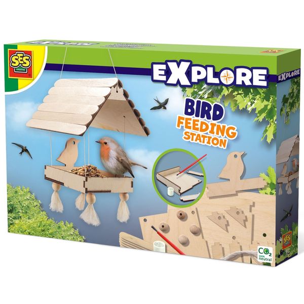 SES Creative: Bird Feeding Station - DIY Wooden Build & Decorate Kit, Hanging Bird Feeder, Easy Construction, Arts & Craft Activity Set, Kids Ages 5+