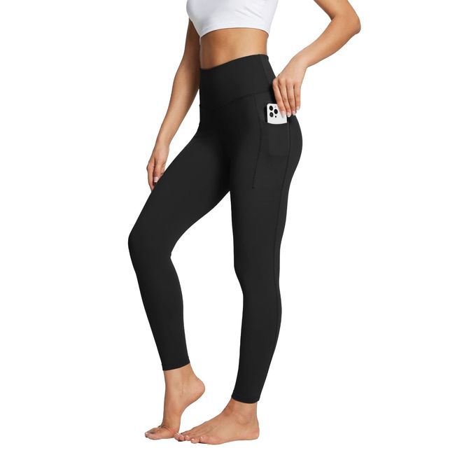 BALEAF Damen Sport Leggins mit Taschen 7/8 Yogaleggings Yogahose High Waist Sporthose Weich Atmungsaktiv Streetwear M