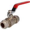 2pk 15mm Lever Ball Valve Blue & Red Handle Brass Compression Fitting Shut-Off