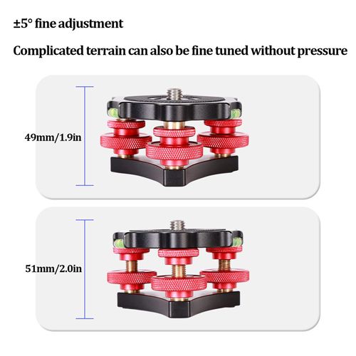 LP‑64 Camera Tripod Leveling Base, Black Triple Wheel Leveler Bubble Level Durable Aluminum Alloy Anodic Oxidation for Ball Head for SLR Camera