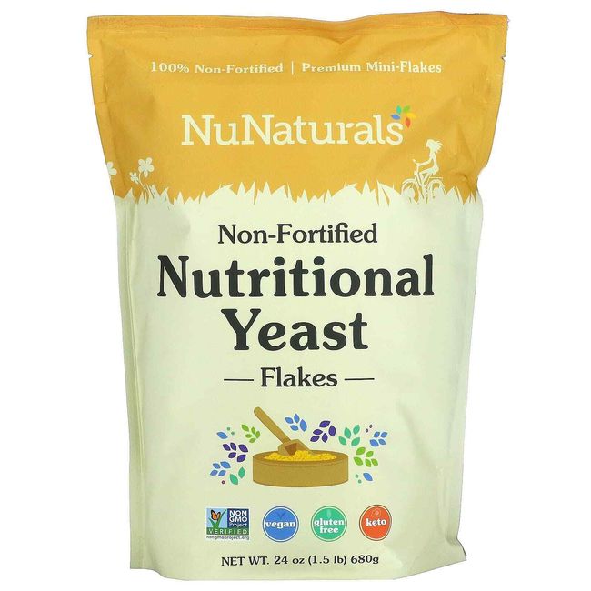 2 X NuNaturals, Non-Fortified Nutritional Yeast Flakes, 24 oz (680 g)