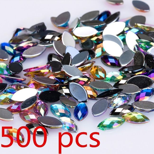 500Pcs Colourful Crystal Rhinestone Horse Eye Shape Gems Acrylic Rhinestone, Sewing Gems Acrylic Sewing Crystal Mixed Shapes Sew On Rhinestones for DIY Making Crafts Scrapbooks Clothing Phones