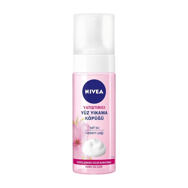 NIVEA Yüz Yıkama Köpüğü Yatıştırıcı 150 ml, Kuru Ciltler, Derinlemesine Yüz Temizleme, Doğal Badem Yağı ile Cilt Bakım