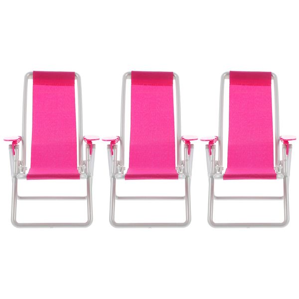 Toyvian 3Pcs Miniature Foldable Beach Chair Dollhouse Furniture Mini Deck Chair Longue Deck Chair Mini Furniture Accessories Accessories Rosy 3