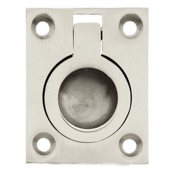 IDH by St. Simons Solid Brass Flush Ring Pull (1 3/4" x 1 1/2"), Polished Nickel