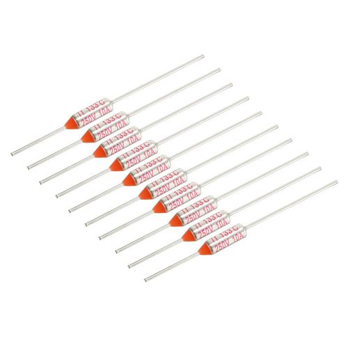 uxcell Thermal Fuse Insulation Lead Overheating Protection 250V 10A 133°C Pack of 10