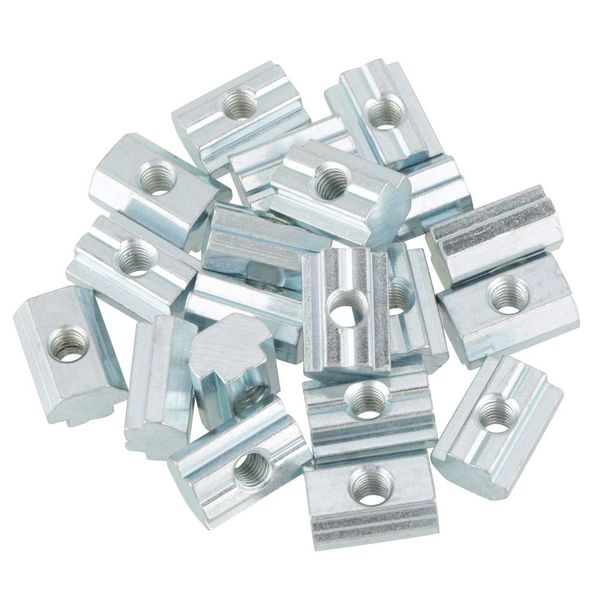 20Pcs Hammer Head Nut Zinc Plated Carbon Steel Nut Sliding T Slot Nut for Aluminum Profile Accessories (M6)