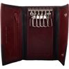 Mens Soft Leather Tri-Fold RFID Protected Wallet with Key Clips - Wine/Black