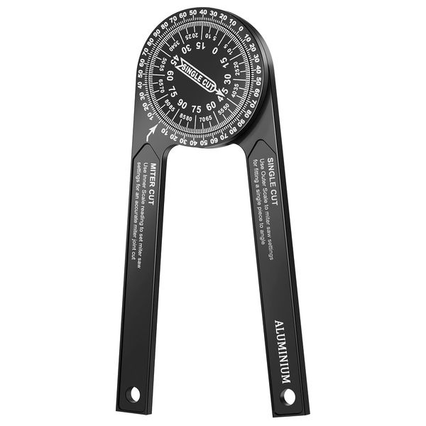 Gohelper Miter Saw Protractor Angle Finder Tool, 7 Inch Aluminum Metal Professional Mitre Protractor, Miter Gauge for Inside Outside Corner, Skirting Woodworking, Crown Molding, Carpenter, Plumber