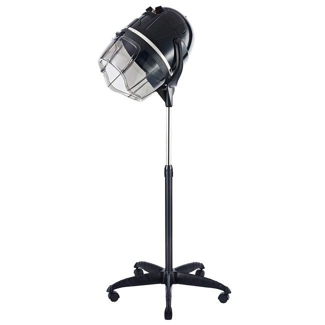 Professional Stand Up Hair Dryer Timer Swivel Hood Caster for Salon Beauty Black