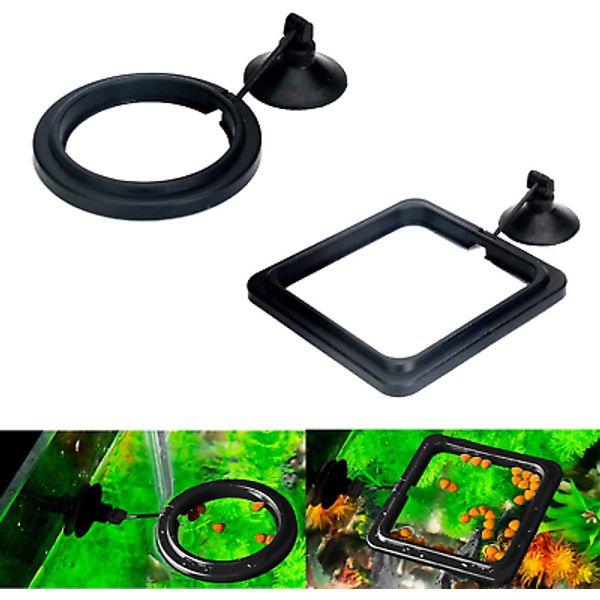 2Pcs Black Fish Feeding Ring Aquarium Fish Tank Mariculture Fishes Floating Food