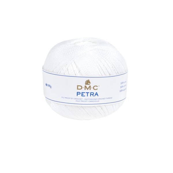 DMC Petra Yarn, 100%, White, Size 8