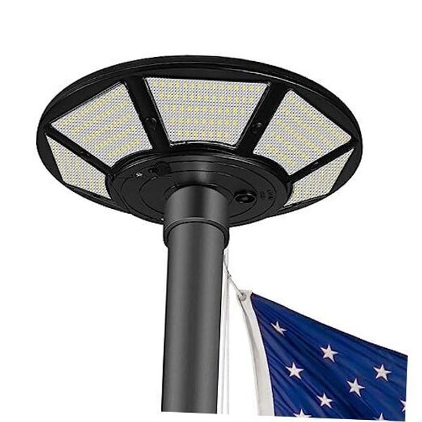 Solar Flag Pole Light, 440 LEDs 1800 Lumen Flagpole Light Solar 440 LEDs Black