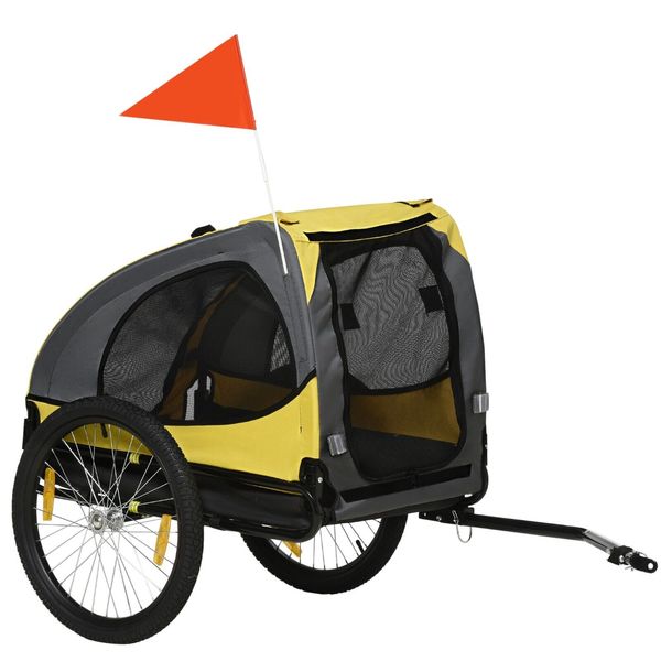 Dog Bike Trailer, Pet Bike Wagon with Steel Frame, Hitch Coupler, Reflectors