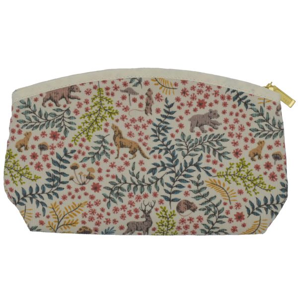 Ken Onishi KP14-LI001 Makeup Pouch, Forest and Animals, Off