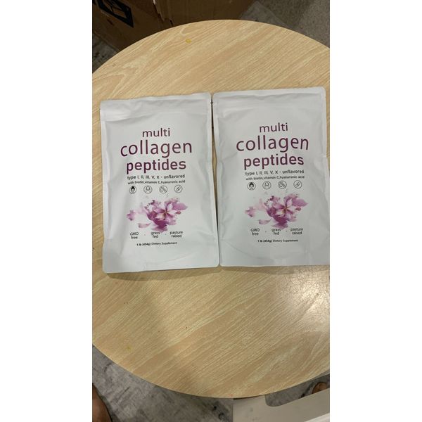 2 Pcs Multi Collagen Peptides Powder, (1 lb) Hydrolyzed Protein Peptides