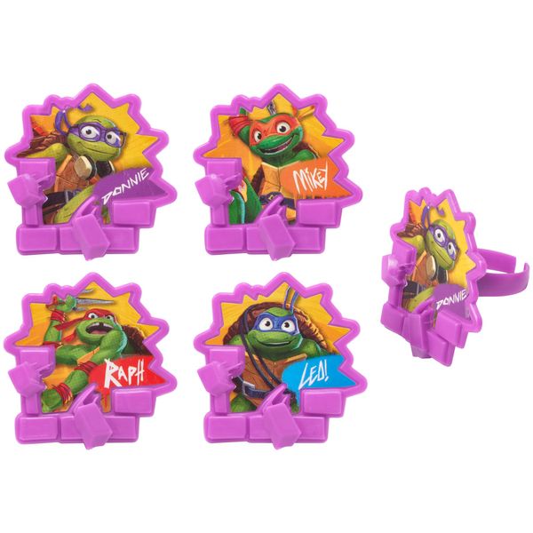 DecoPac Teenage Mutant Ninja Turtles Turtle Power Rings, Cupcake Decorations For Birthday Party, Cakes, And Celebrations - 24 Pack