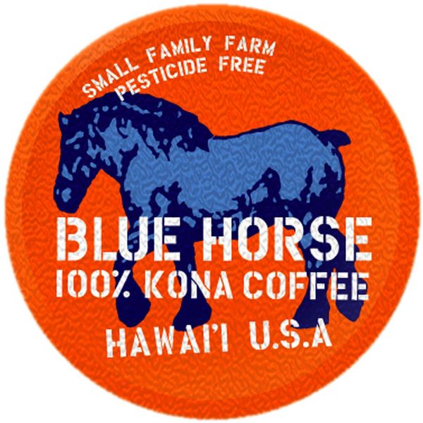 Farm-fresh: 100% Kona Coffee - Medium Roast, 10ct Single Serve Pods - Compatible with K-Cup 2.0 - Blue Horse 100% Kona Coffee Arabica Beans from the Big Island of Hawaii