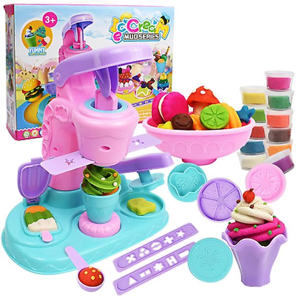 Color Dough for Kids Play Toys Noetoy 26 PCS Ice Cream Maker Machine Color New