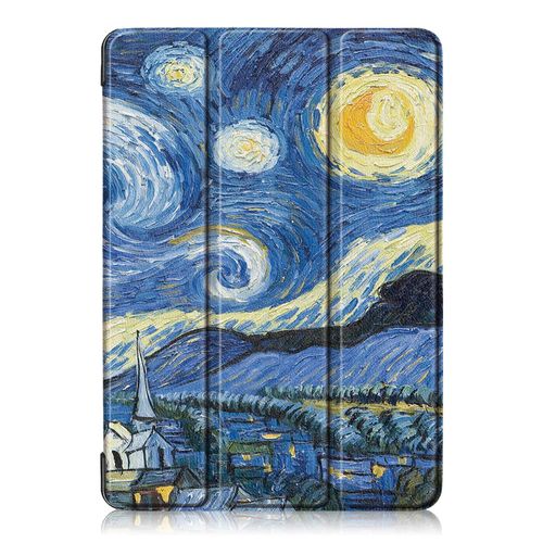 UUcovers for Apple iPad 10.2 Case 9th/8th/7th Gen Cover (2021/2020/2019) with Auto Wake/Sleep, Ultra Thin Lightweight Trifold Stand Folio PU Leather & Hard Back Hybrid Cover, Van Gogh Starry Night