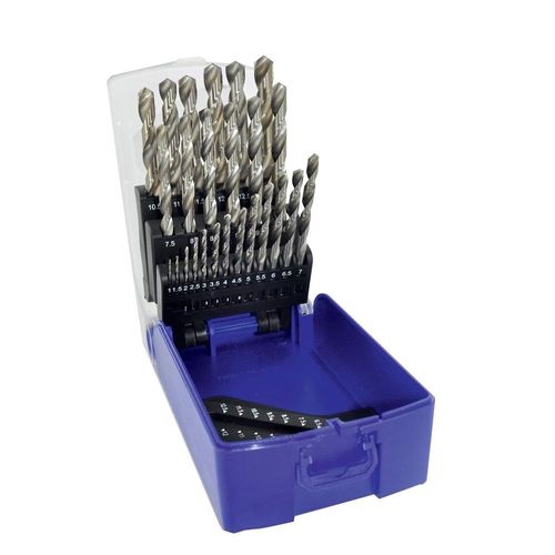 TIVOLY - 25-Piece Metal Drill Bit Set HSS Ground - Drilling Standard Steels - Self-Centering Tip - Ø1/25 to Ø17/32 in 1/50" increments