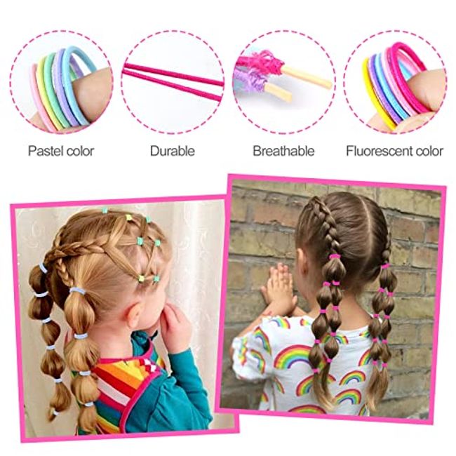 1000 Pcs Rubber Bands for Hair, Tiny Colorful Hair Elastics, Hair Rubber  Bands for Girls Toddler Kids Baby, Premium Elastic Hair Ties F Style