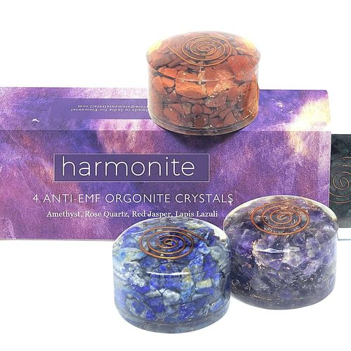 4 Handmade Crystals and Healing Stones, Stress Relief Gift Set. Purifying Amethyst, Red Jasper, Rose Quartz, Lapis Lazuli Meditation, Relaxation and Restful Sleep Healing Crystals