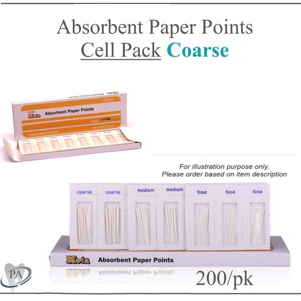 Dental Endodontic Absorbent Points / Paper Points, Cell Pack COARSE 200/pk. Meta