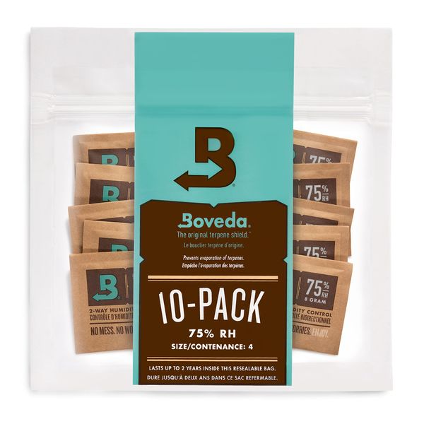 Boveda 75% Two-Way Humidity Control Packs For Storing Up to 5 Items – Size 8 – 10 Pack – For Small Non-Plastic Travel Cases – Moisture Absorbers – Humidifier Packs in Resealable Bag