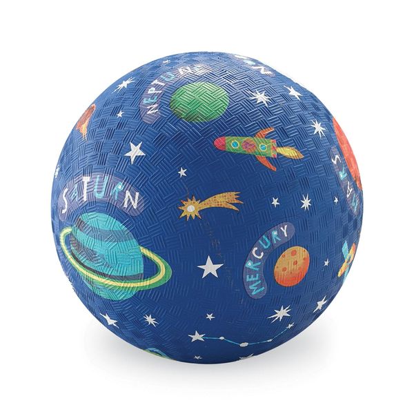 Crocodile Creek Rubber Playground Ball, Ships Inflated, PVC-Free, Durable Design for Indoor Outdoor Games and Active Sports, for Kids 3 Years and Up, 5” Size, Solar System