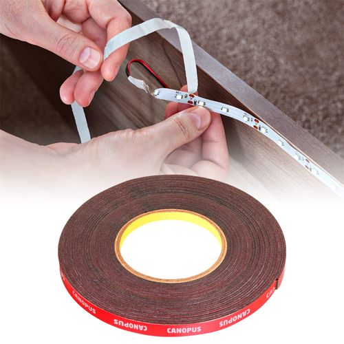 CANOPUS Double Sided Tape, Heavy Duty Adhesive Tape, LED Mounting Tape, Waterproof Foam Tape, 0.4in x 32ft, Suitable for LED Strip Lights, Indoor/Outdoor Craft, Home & Office Projects