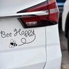 Bee Happy Bumblebee Fun Window Bumper Sticker Vinyl Decal, Colour Black