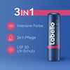 Labello Caring Beauty Pink Lip Balm with Colour and Sun Protection, Coloured Lip Care with SPF 30, Vitamin E and Organic Almond Oil, Lip Balm for Lips and Cheeks (4.8 g)