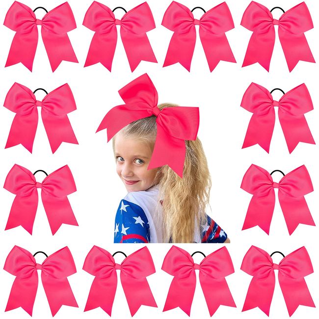 Cheer Hair Bows Large with Ponytail Holder White