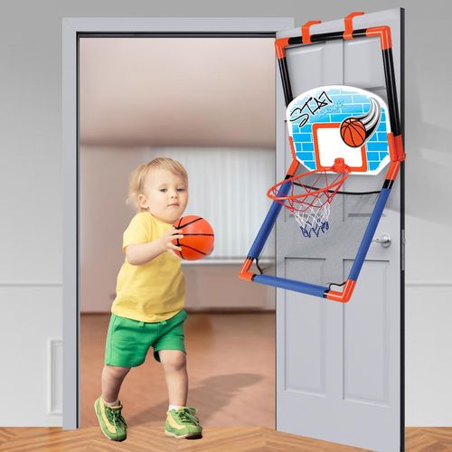 xwin sportseries 2 in 1 Floor and Over the Door Basketball Play Set for Kids, Basketball Stand Basketball Hoop with 3 Balls for Boys and Girls, Net and Pump, Outdoor and Indoor Sport