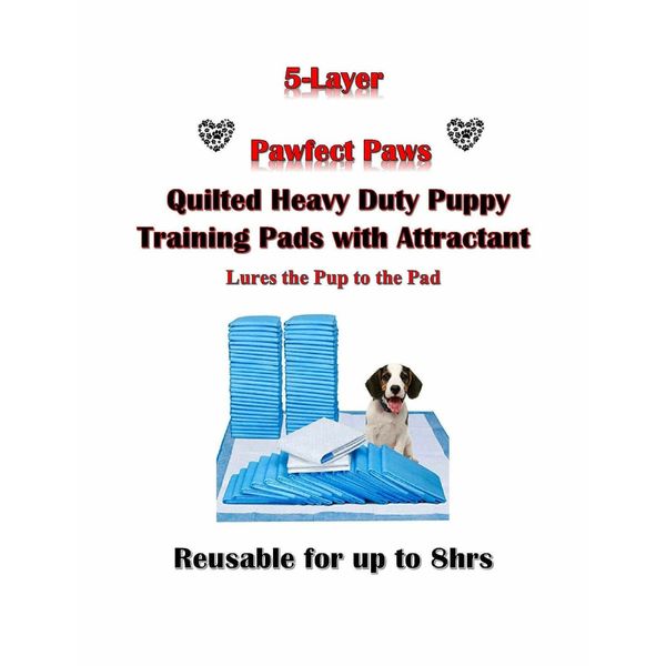 300-17x24 Heavy Duty 8 Hours Quilted Puppy Training Pads 5-Ply with Attractant