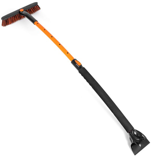 BIRDROCK HOME 50" Extendable Snow Brush with Ice Scraper for Car | 11" Wide Bristle Brush | Size: Truck, Car, SUV, & RV | Lightweight Aluminum Body with Ergonomic Grip | Winter Auto Broom