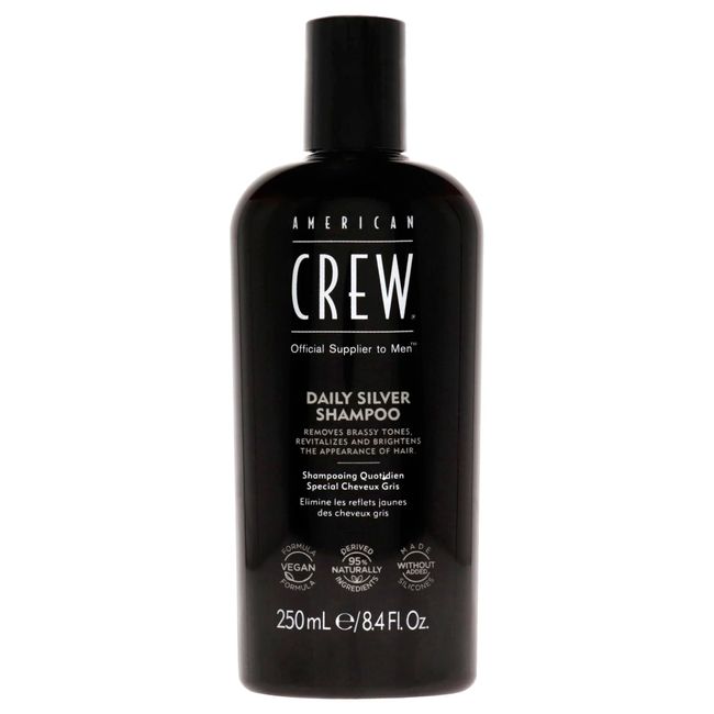 American Crew Men's Shampoo, Daily Silver Shampoo, Naturally Derived, Vegan Formula, 8.4 Fl Oz