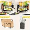 Dish Drying Rack, 2-Tier Dish Racks for Kitchen Counter, Dish Rack W/ Drainboard