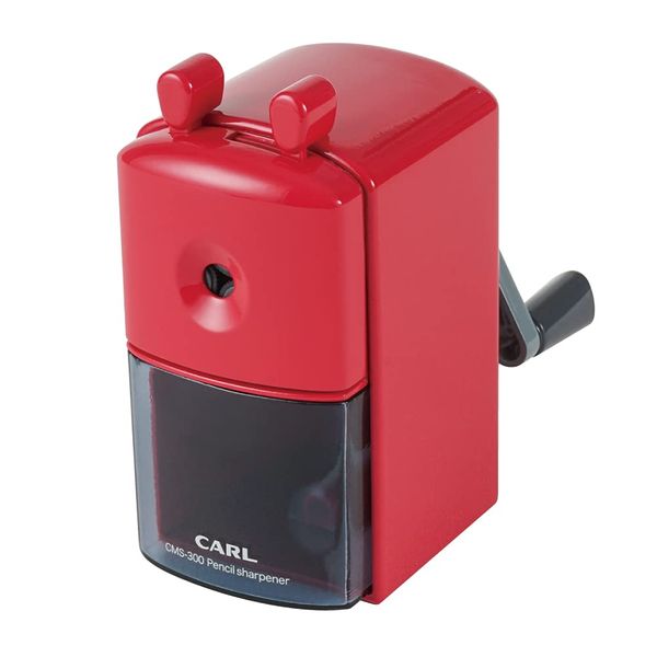 Carl CMS-300-R Manual Pencil Sharpener, with Bent Core Clog Removal Function, Red, Japanese Manufacturer