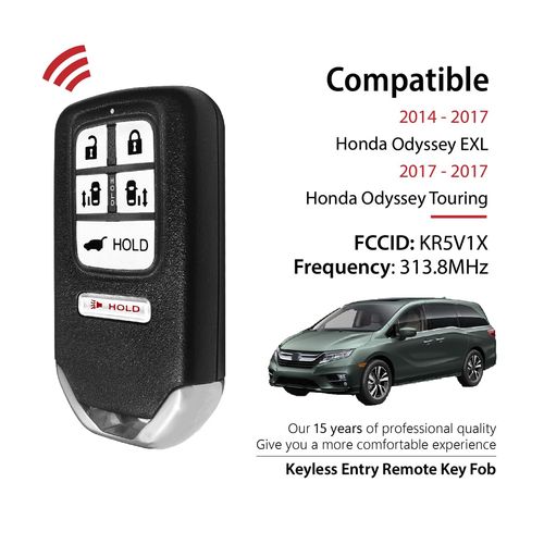 Keylessbest Replacement for 2014 2015 2016 2017 Honda Odyssey EXL Odyssey Touring Key Fob Remote Control KR5V1X 6 Buttons 313.8MHz